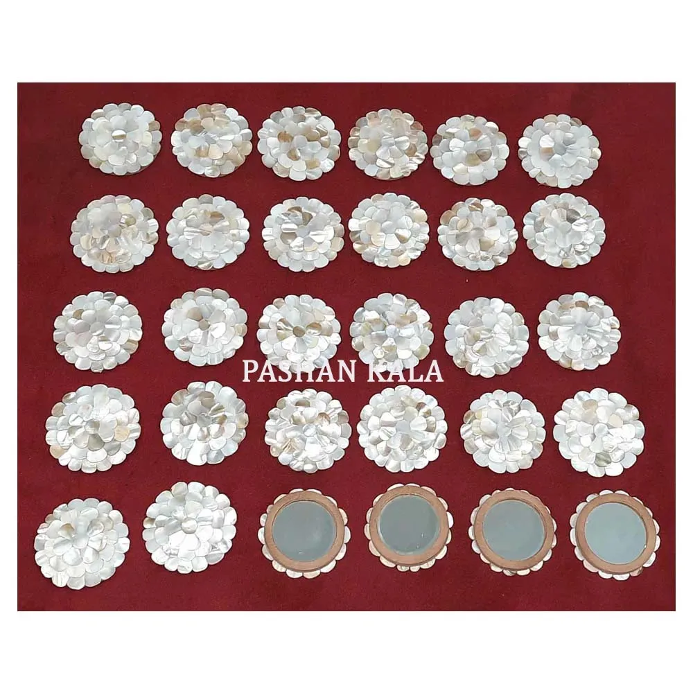 Unique Collection And Glossy Finish Of Round Shape Handmade Natural Polished Mother Of Pearl Mirror Mostly Use Makeup In Women