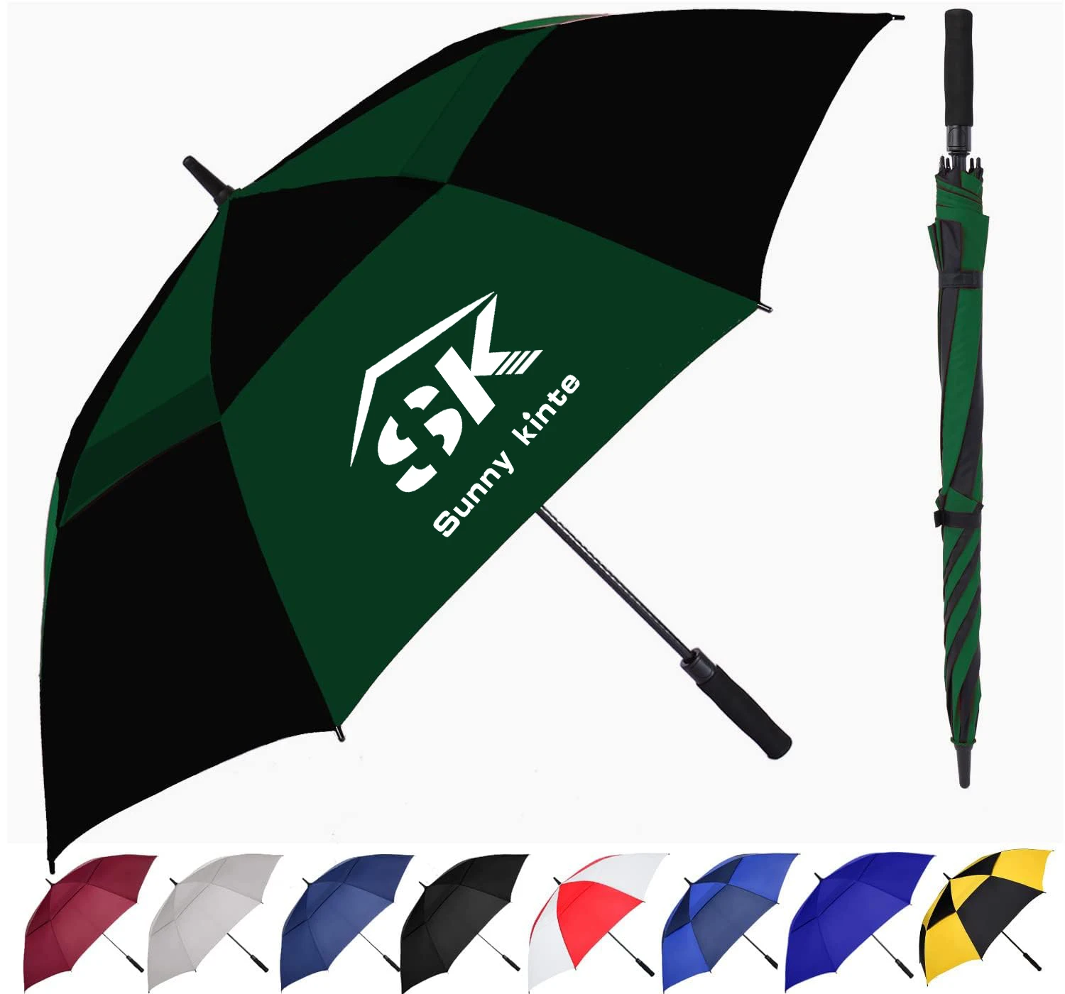 Innovative shenzhen wholesale 30 inch large windproof logo prints big luxury promotional branded custom golf umbrella