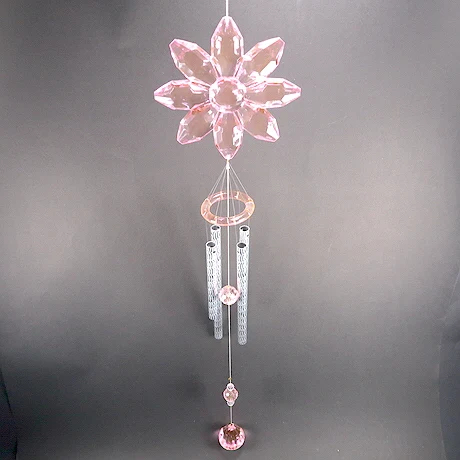 Christmas New Year Spring Decoration Transparent Colorful Acrylic Flower Heart Wind Chime