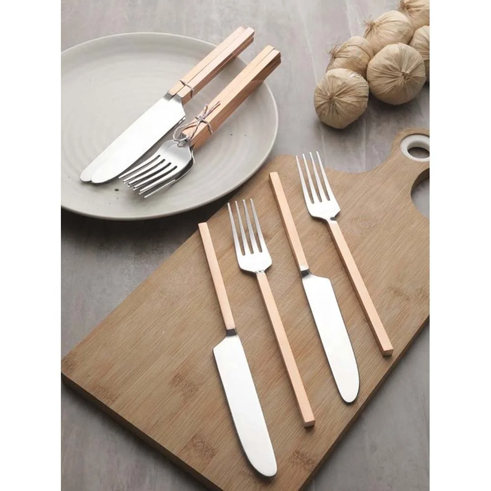 Designer Gold Plated Doted Stainless Steel Premium Quality royal table knife & Fruit Fork Set with Children Butter knife Set