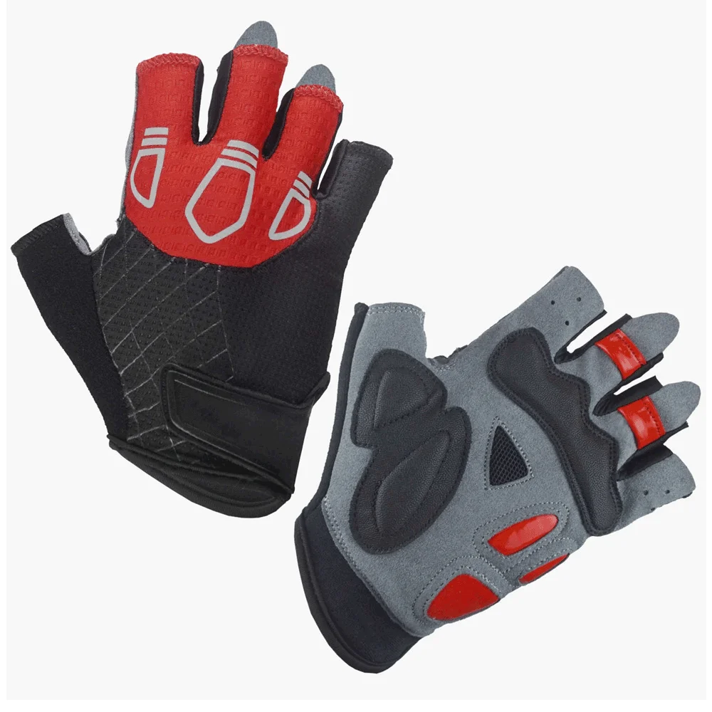Short Finger Cycling Gloves Black Red Grey Body Building Workout Hand Protection Gym Exercise Weight Lifting  Pair MOQ 20