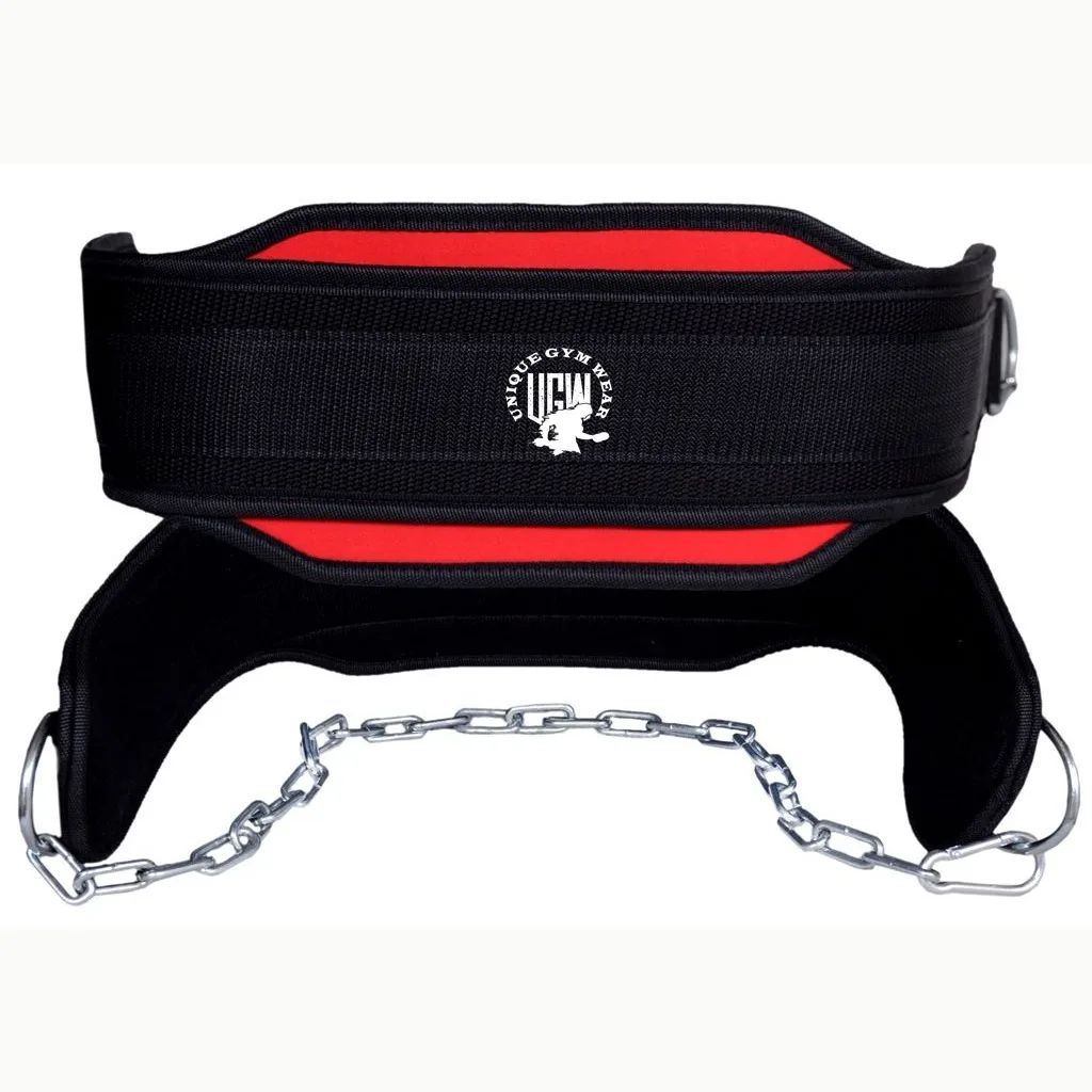 Custom New Product Power lifting Dip Belt Fitness Gym Training Weight Lifting Belt with Chain For Men