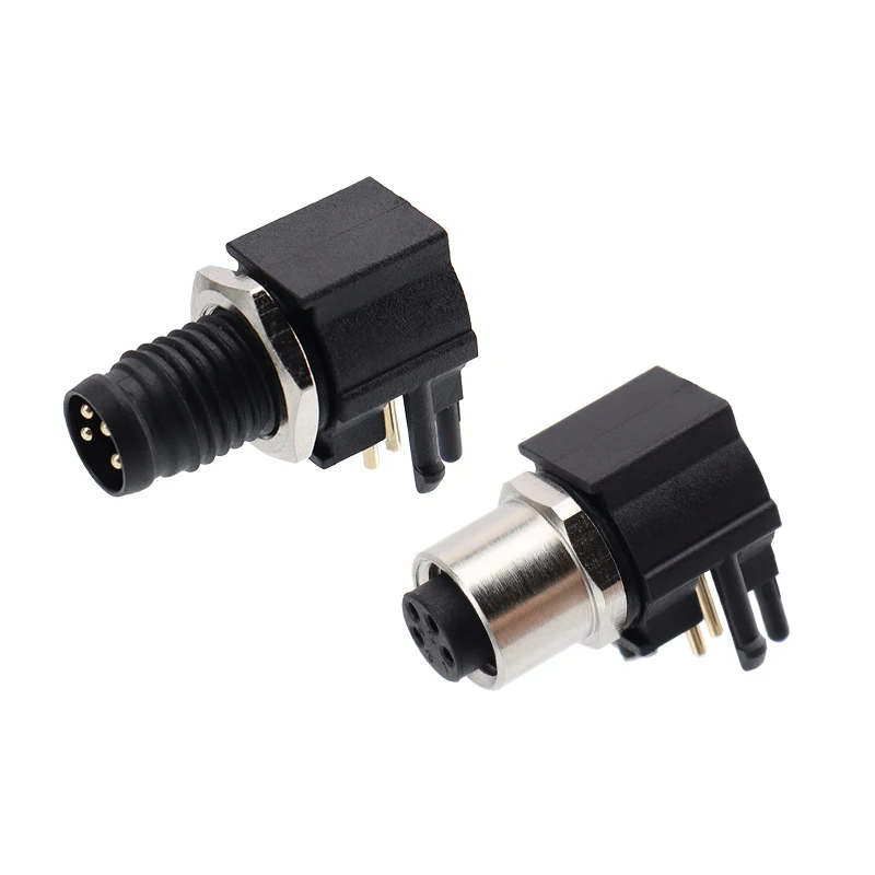 M8 panel mount plastic connector solder type waterproof IP67 3pin 4pin male female angle 90 degrees M8 pcb connector