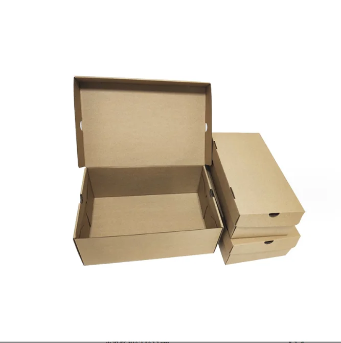 Customizable Logo Extra Hard Kraft Paper Flip-Top Shoe Box Recyclable Storage Packaging for Shoes