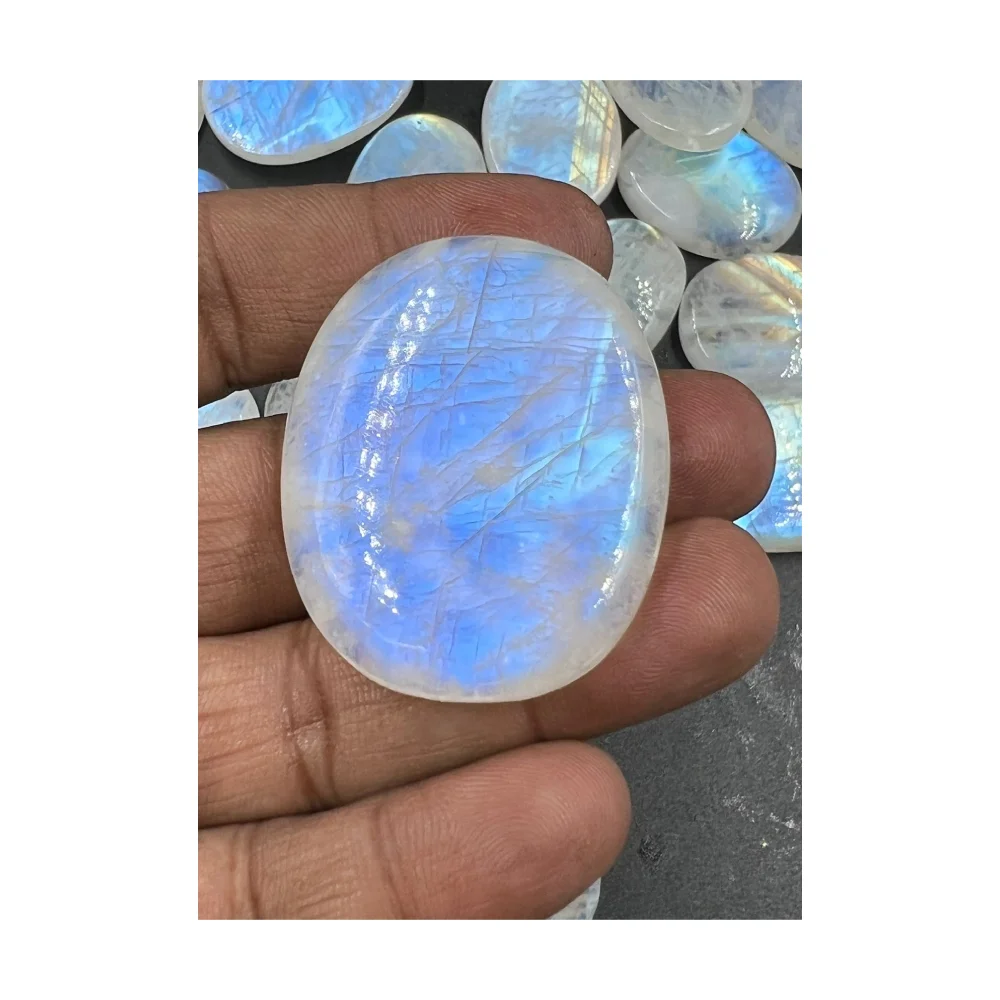 Оптовая цена натуральный синий огонь Радужный Лунный Камень кабошон очень большой размер Смешанная форма смешанный 40 мм до 70 приблизительно