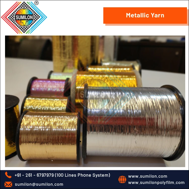 Highly in Demand Top Most Selling Low Twisted M-Type Metallic/ Polyester Yarn for Weaving from India Origin Dealer