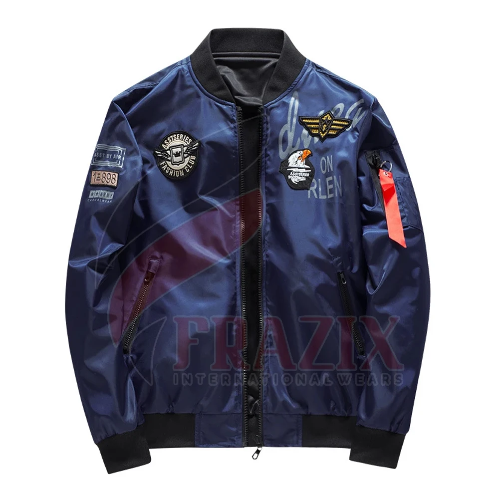 Custom Wholesale 100% Polyester Satin Bomber Baseball Winter Jacket