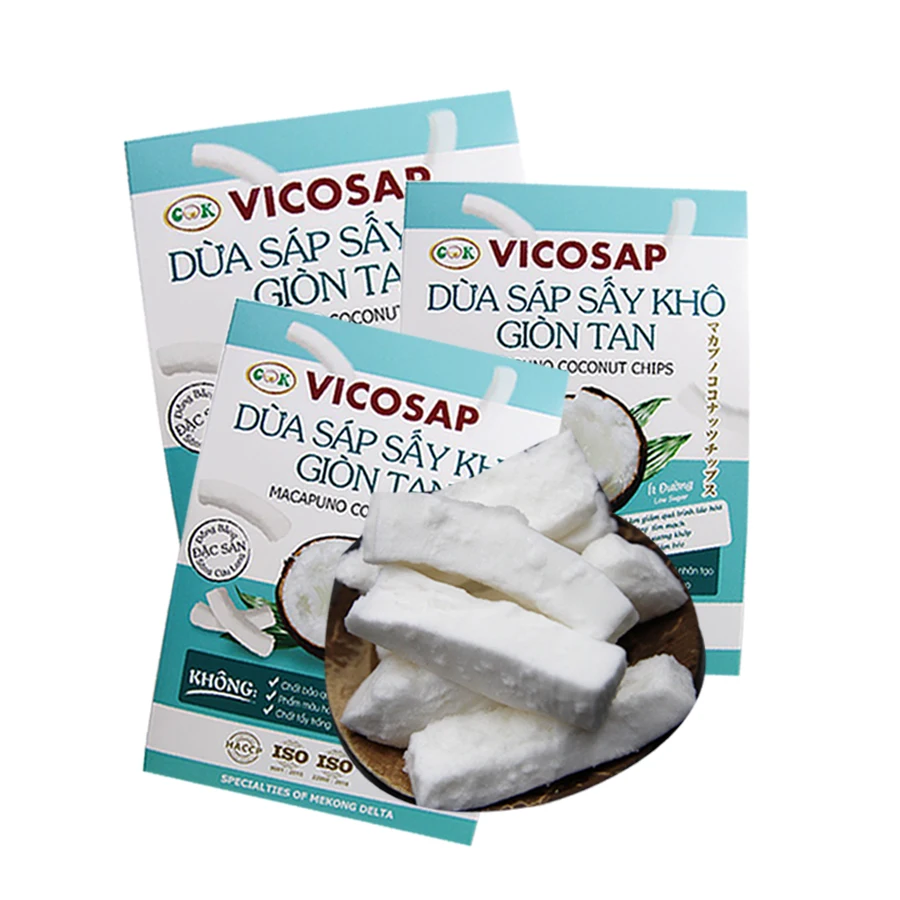 Хит продаж органическое 100% макапуно кокосовое кондитерское изделие леденцы без сахара закуска сушеные Фруктовые чипсы процесс сушки FD