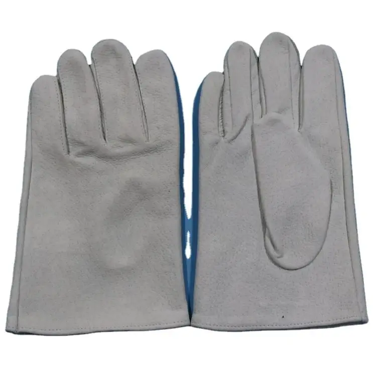 Mens machine white pig skin driving leather working gloves