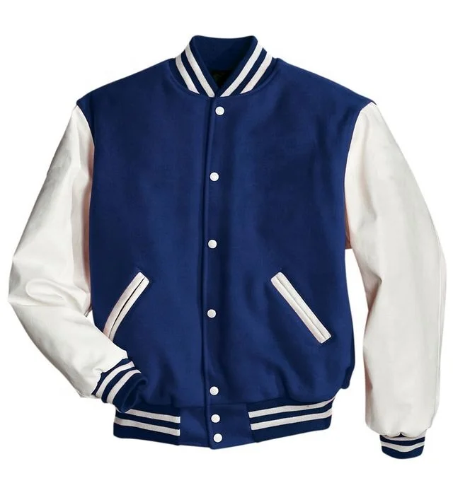 Vendor Plain Custom Rib Cuffs Baseball Jacket For Men Multiple Embroidery Patch Black Vintage Letterman Varsity Jacket