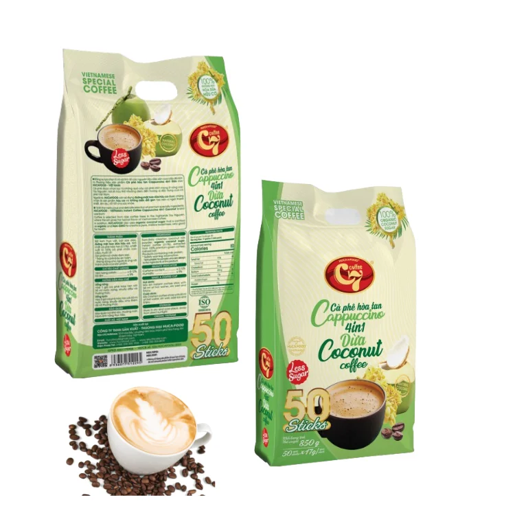 Arabica Instant Coffee Good Quality Cappuccino 4 In 1 Customized Label Using With Hot Water Made In Vietnam Manufacturer
