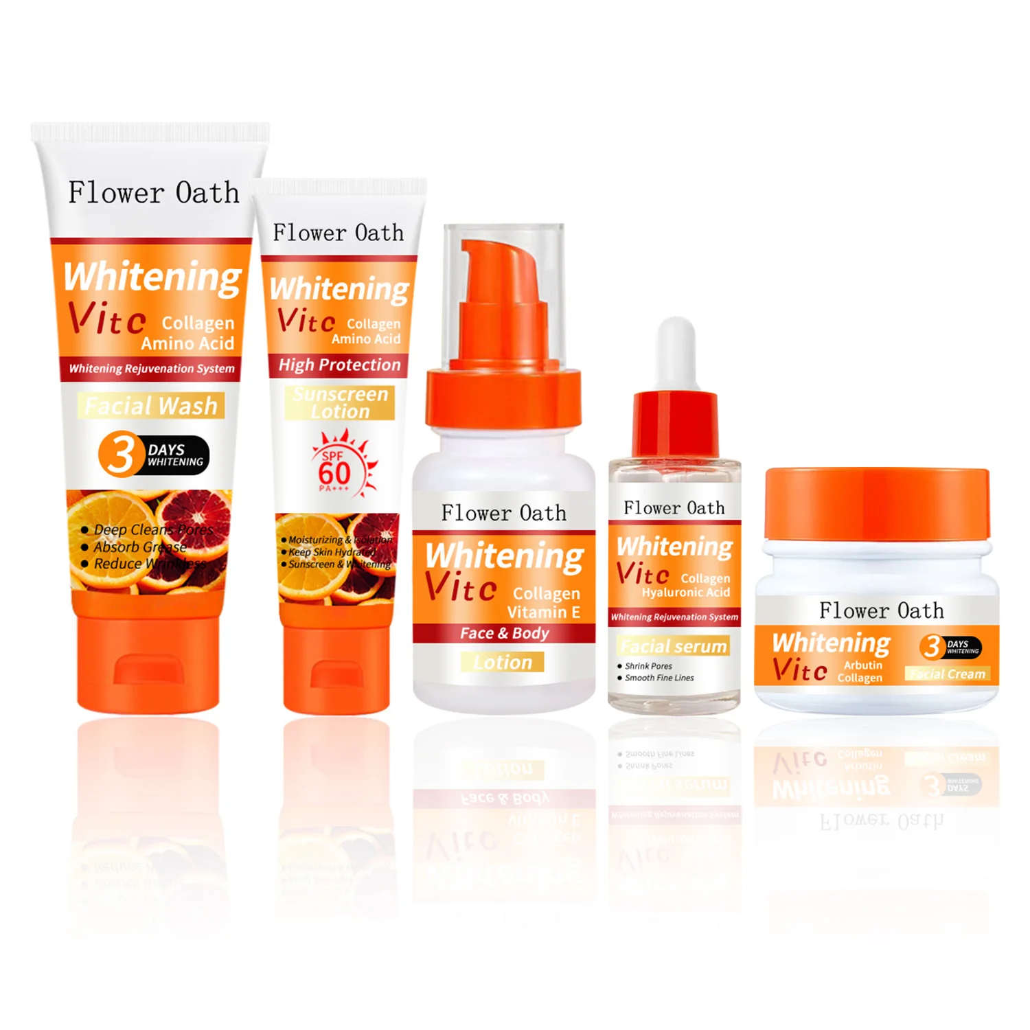 Wholesale Bright Vitamin C Skin Care Set(new) Beauty The Best 5 In 1 Face Wash Serum Toner And Eye Cream Vitamin C Skin Care Kit