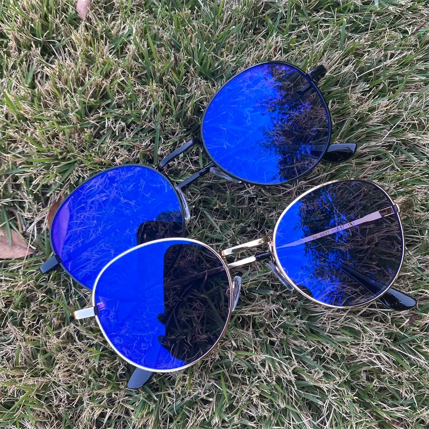 outdoor color change fast uv400 metal circle simple lunette anti reflet photogray blue light 2024 photochromic glasses women