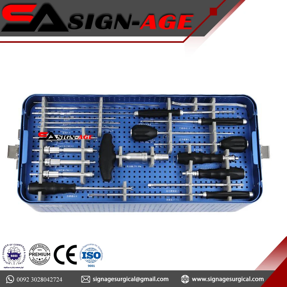 High Rated Pediatric Thoracolumbar Spinal Fixation System Set Spinal Pelvic Reconstruction Instruments Set by Sign-Age Surgical