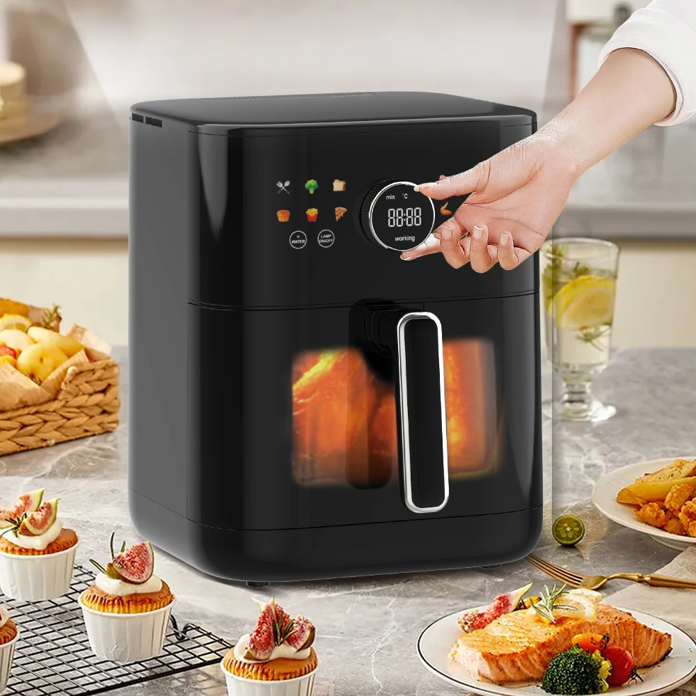 6L fryer 1800W visible window Metal inner 12 functions healthy double heating Air fryer