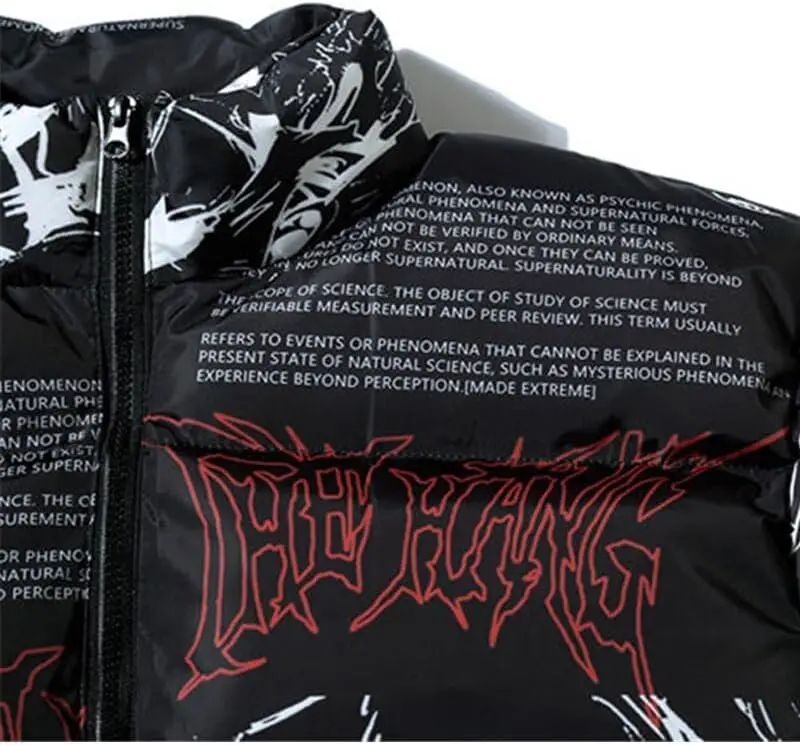 New Fashion Austhetic Unisex Winter Thick Anime Printed Puffer Jackets 320gsm Polyester Filling Inside Plusize sublimated jacket