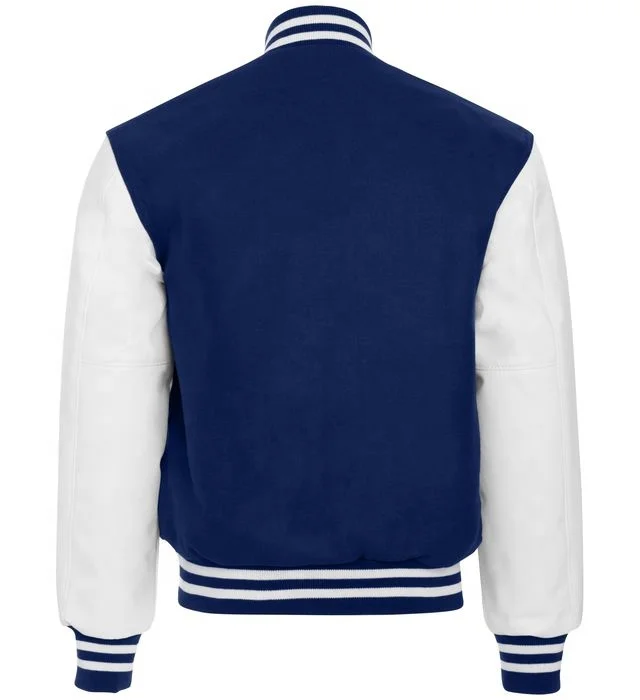 Vendor Plain Custom Rib Cuffs Baseball Jacket For Men Multiple Embroidery Patch Black Vintage Letterman Varsity Jacket