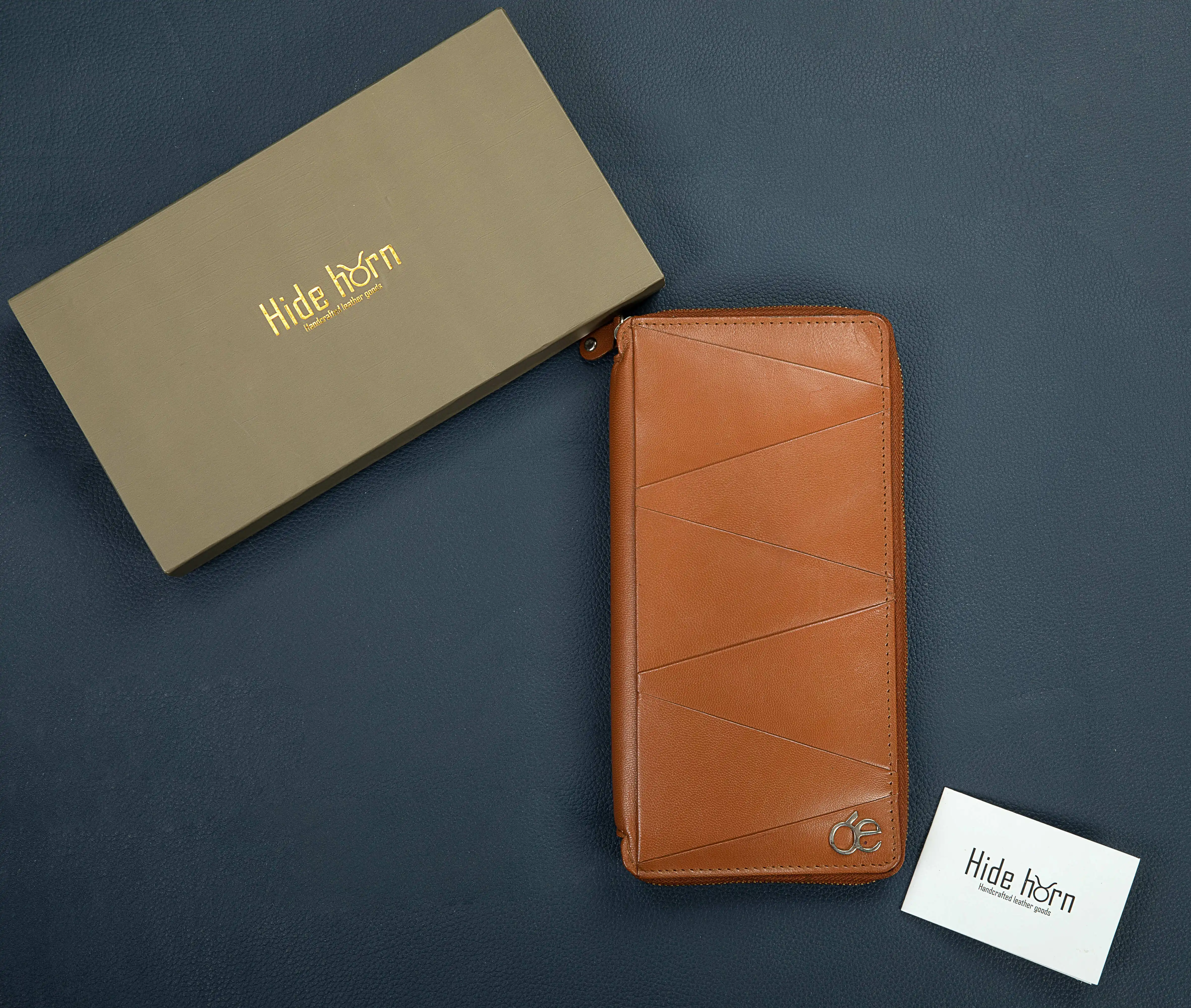 Custom Made Genuine Leather Zipper Organizer with Criss-Cross Card Slots, Elastic Passport Holder & Coin Pocket