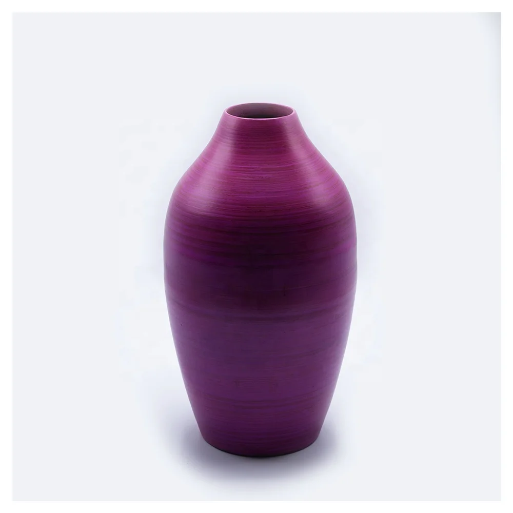 Modern Minimalist Lacquer Bamboo Wooden Vase Custom High Quality Floor Decorative Piece for Home or Wedding