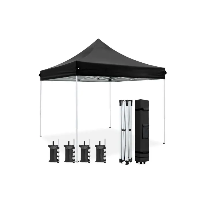 China Manufacturer Wholesale 10x10ft  Outdoor Roof Car Shade Parking Tent Waterproof Fabric Unprinted Plain Black Canopy Tent