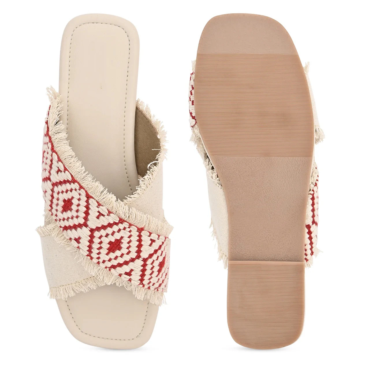 2024 fashion women square toe cross strappy slippers sandals wholesale new spring summer collection 2024 jute cotton hand made