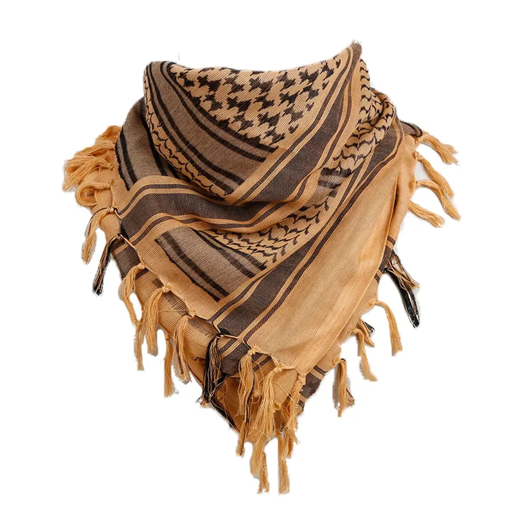 Wholesale 2024 Hot Sale Shemagh Men Scarf Classical 110cm Square Cotton Woven Fringe Tactical Arabic Shemagh