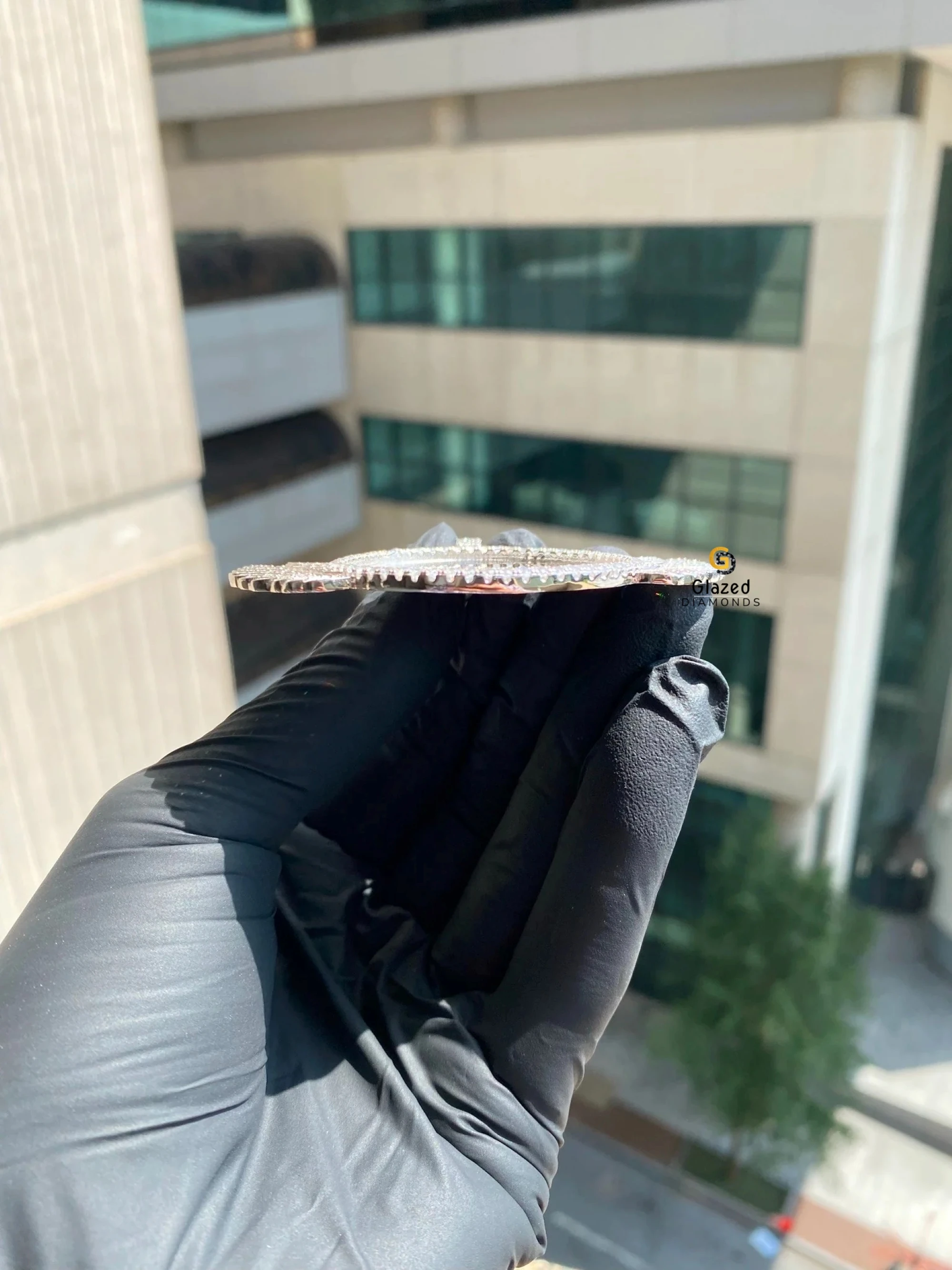 Hip Hop Style Jewelry With Sparkling Moissanite Round Cut Diamonds Pendant Iced Out In 10K White Gold For Mens Neck Jewelry