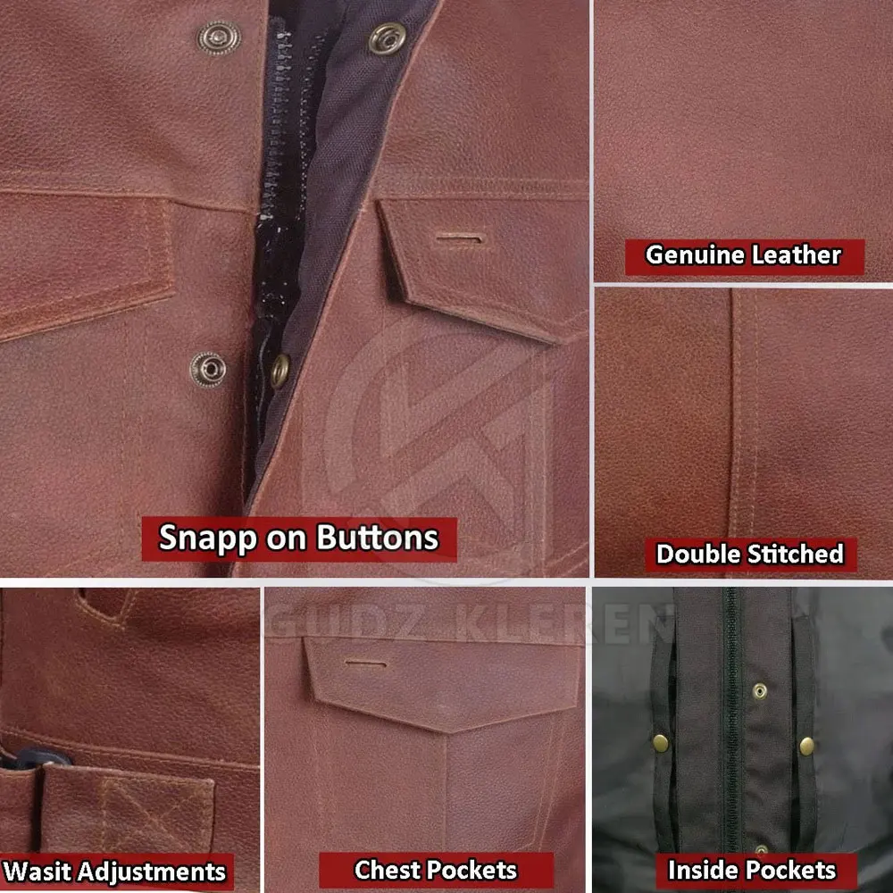 Breathable Winter Warm Men Leather Vest Casual Wear Reasonable Price Men Leather Vest For Sale