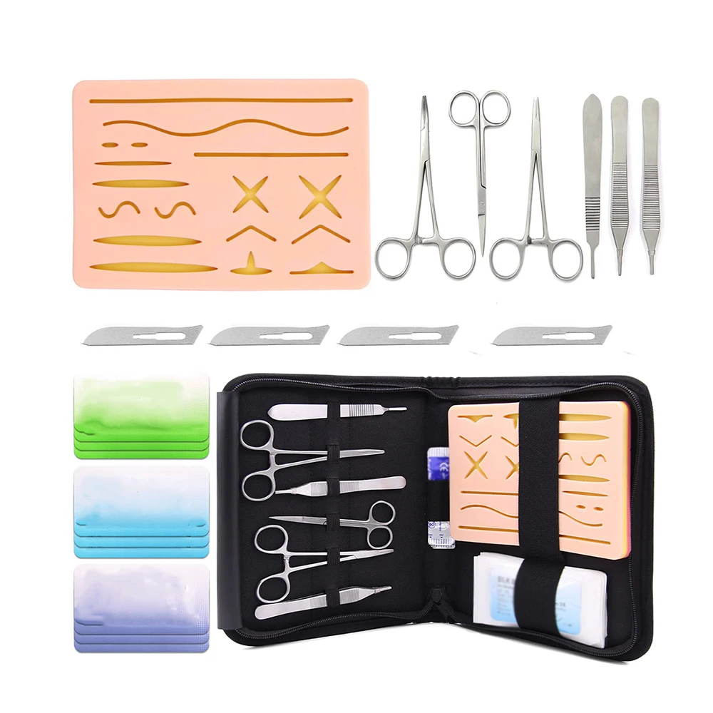 Suture Practice Kit Medical Creations With Training Guide Reusable Silicone Suturing Pad With Tool Kit
