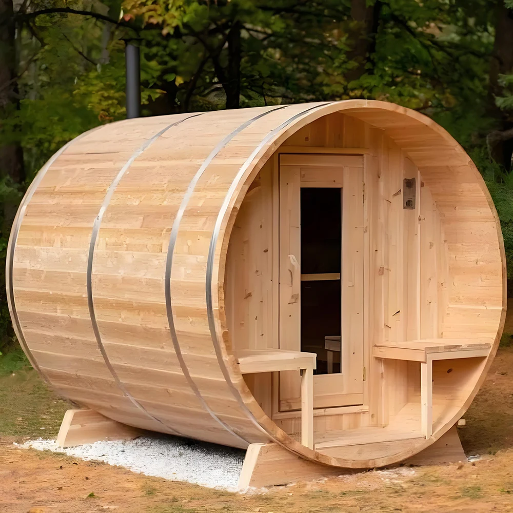 Best sauna Traditional Barrel outdoor home sauna with panoramic glass for 4-6 people