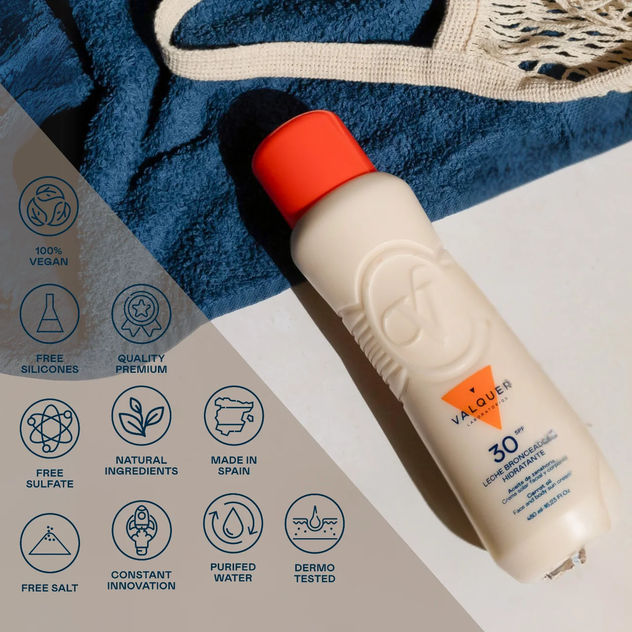 Premium Quality Valquer Moisturizing Milk Face and Body Carrot Tanning SPF 30 Sunscreen. 500 ml
