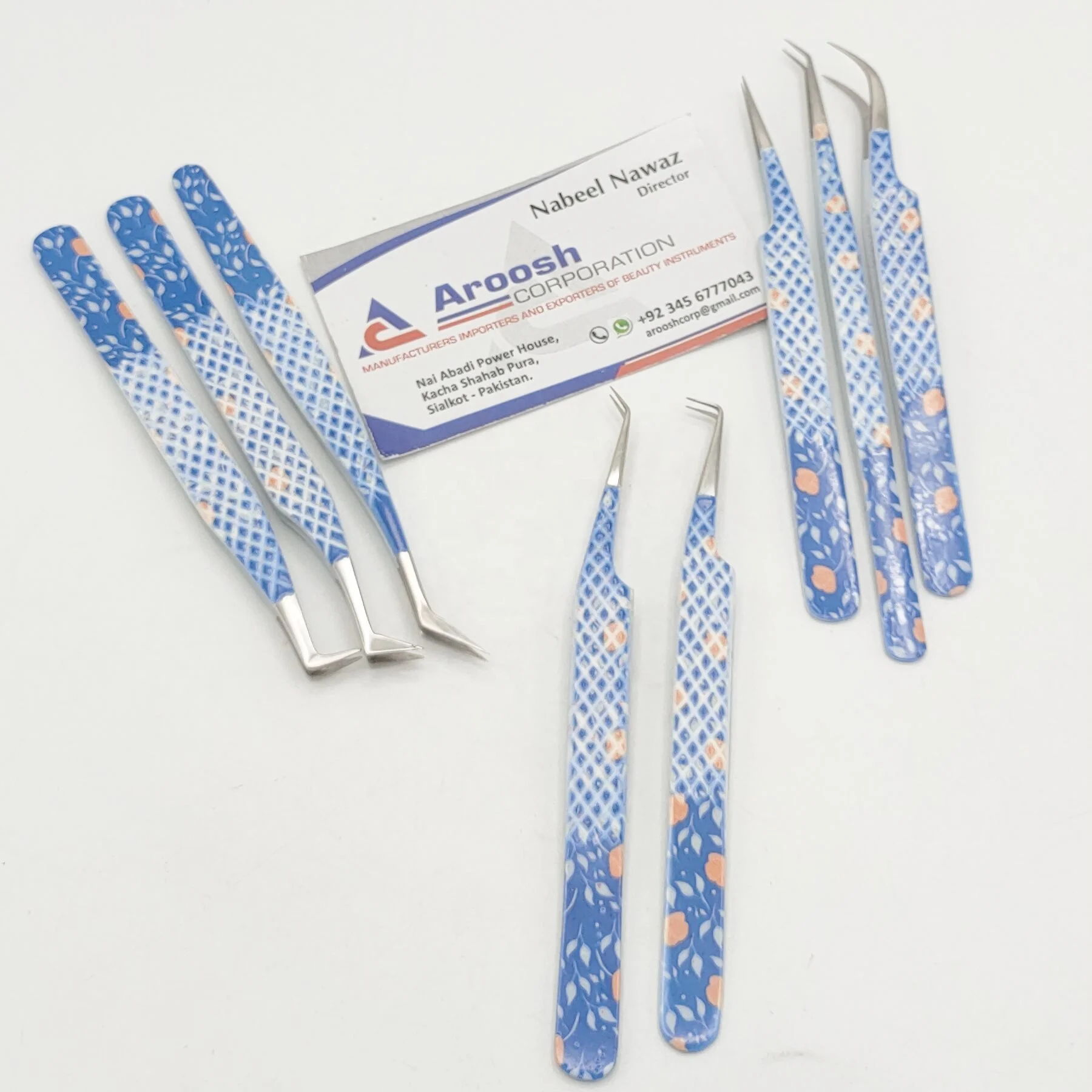 Flower Paper Coated Tweezers Wholesale Stainless Steel Diamond Tweezers For Eyelash Extension Customized Logo