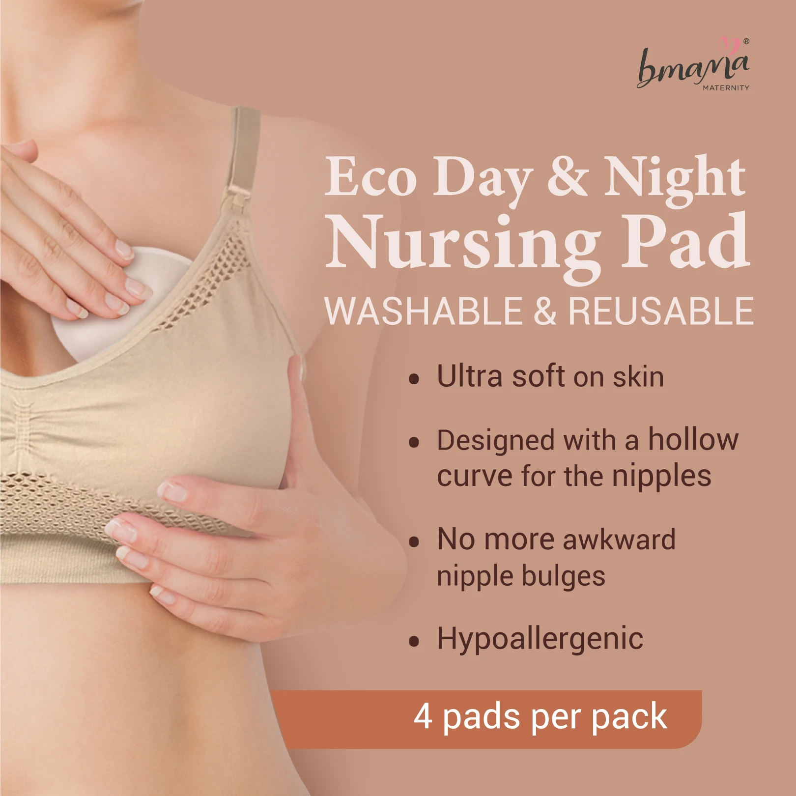 3D curved design round shape ultra-soft common type reusable nursing pads Bmama Day & Night Washable Nursing Pad