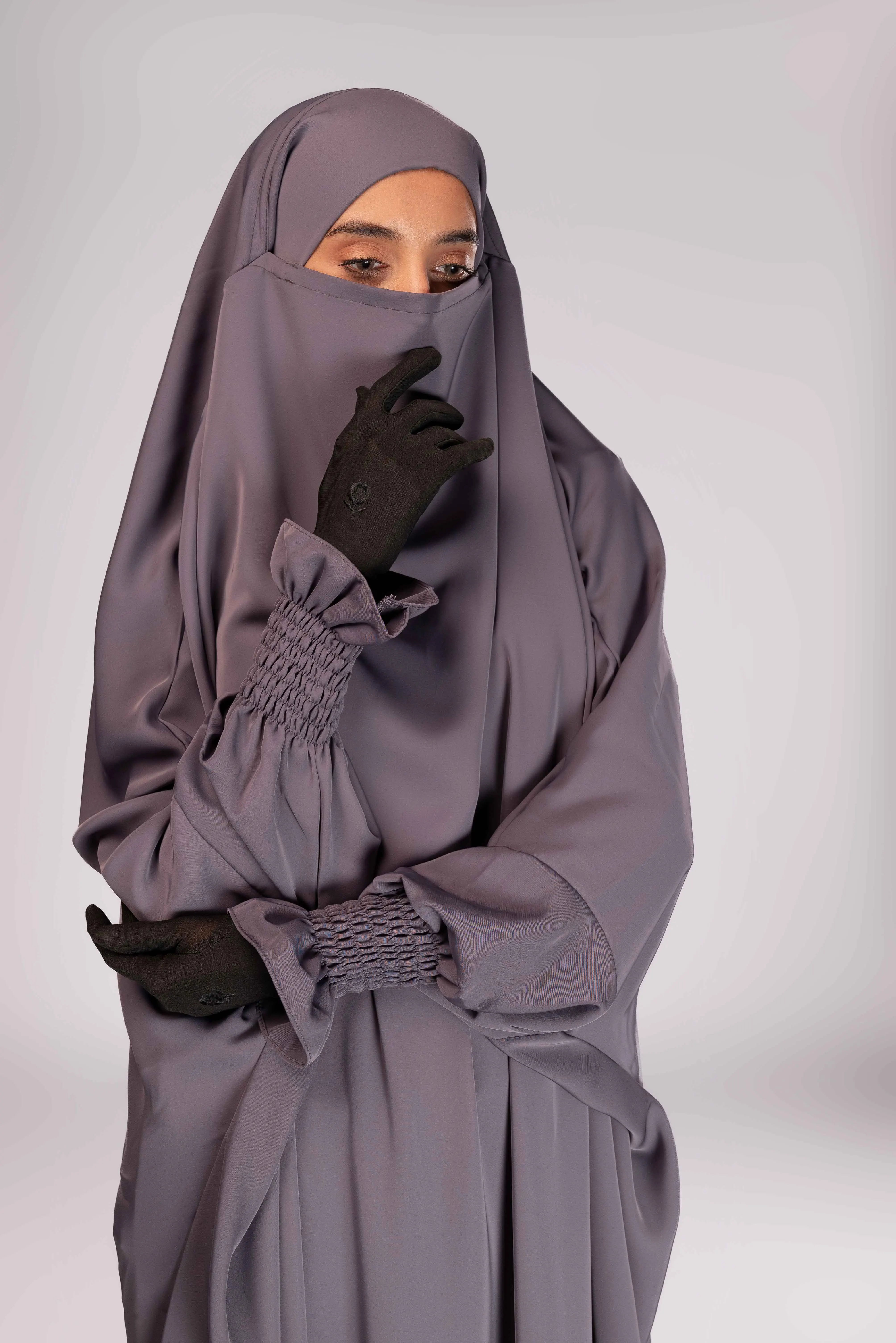 Gazzet One Piece Jilbab Ethereal XXL Adult Abaya with Ruffle Sleeves Bottom Made of Nida Polyester Stylish Ethnic Clothing