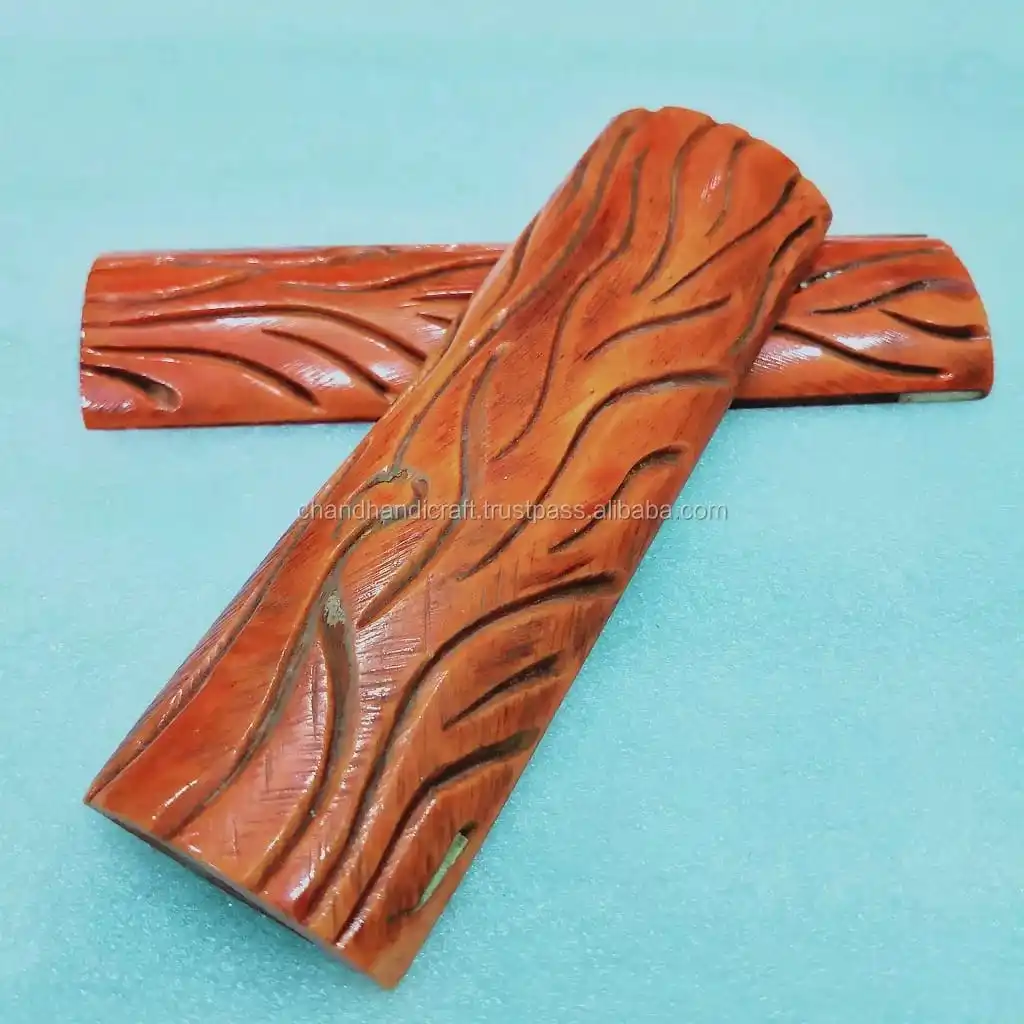 Natural Water Buffalo Horn Bone Scale Knife Handle Handcrafted by HS Husnain Crafts India OEM Customizable Blade