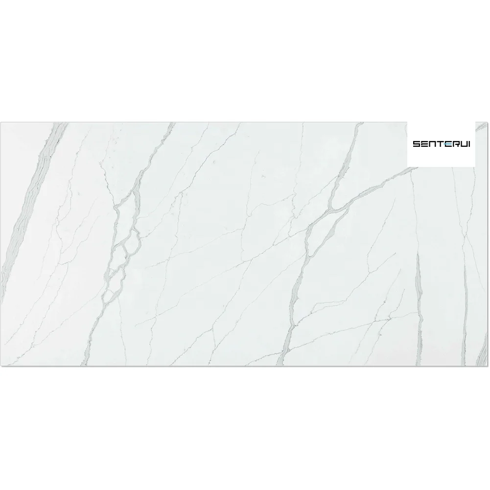 Centurymosaic Wholesale 20mm White Calacatta Big Quartz Stone Slab for Bathroom Countertops And Background