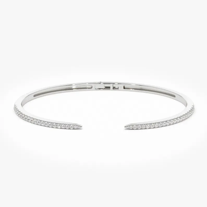 Diamond Cuff Bangle 14k Gold Bracelet 0.50 ct Trendy Unique Statement Custom Size Solid Pure gold wide open cuff bangle bracelet