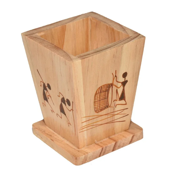 Hot Selling Product Table Top Decor Pen Storage Holder Stands Daily Usage Sustainable Wooden Pen Pencil Holder Case