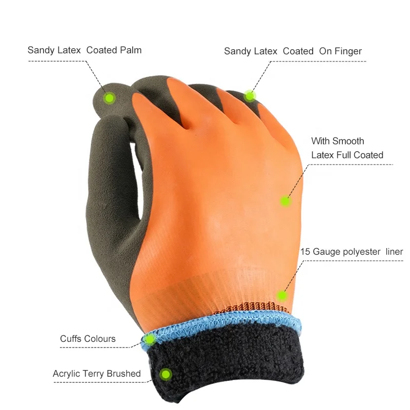 low temperature hand warm Winter warm latex double coated safety winter gloves waterproof thermal gloves work gloves men