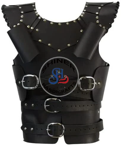 Medieval Leather Woman Jacket Armor re-enactment SCA Armor viking Halloween Costume Black Color Breastplate n Jacket