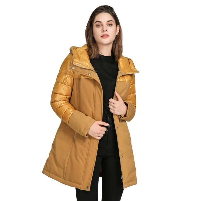 OEM 2023 new style Women winter parkas duck down jacket high quality outwear women jacket puff bubble sleeve custom made mustard