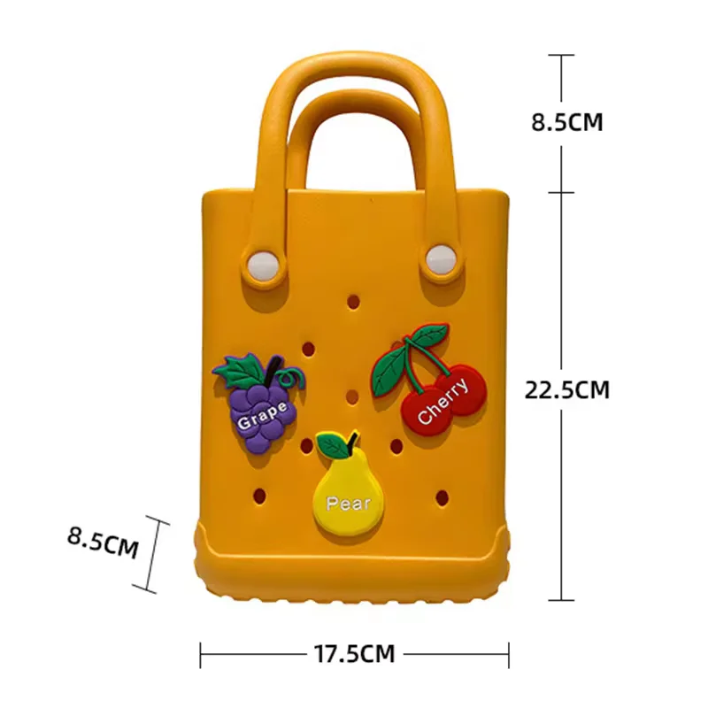 Custom Women DIY Hole Beach Storage Tote Bag Jelly Color Small EVA Beach Bag Tote Handbags