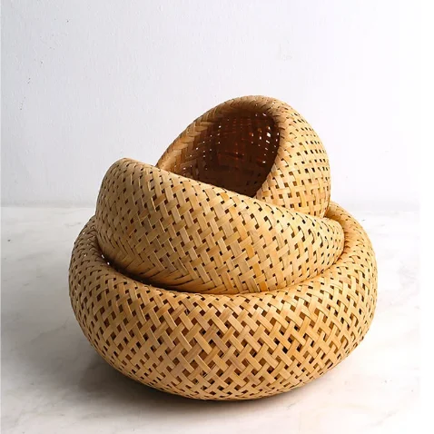 ECO-friendly Round Bamboo Basket for Kitchen/  Bamboo homewares/  Handmade Tablewares made in Viet Nam
