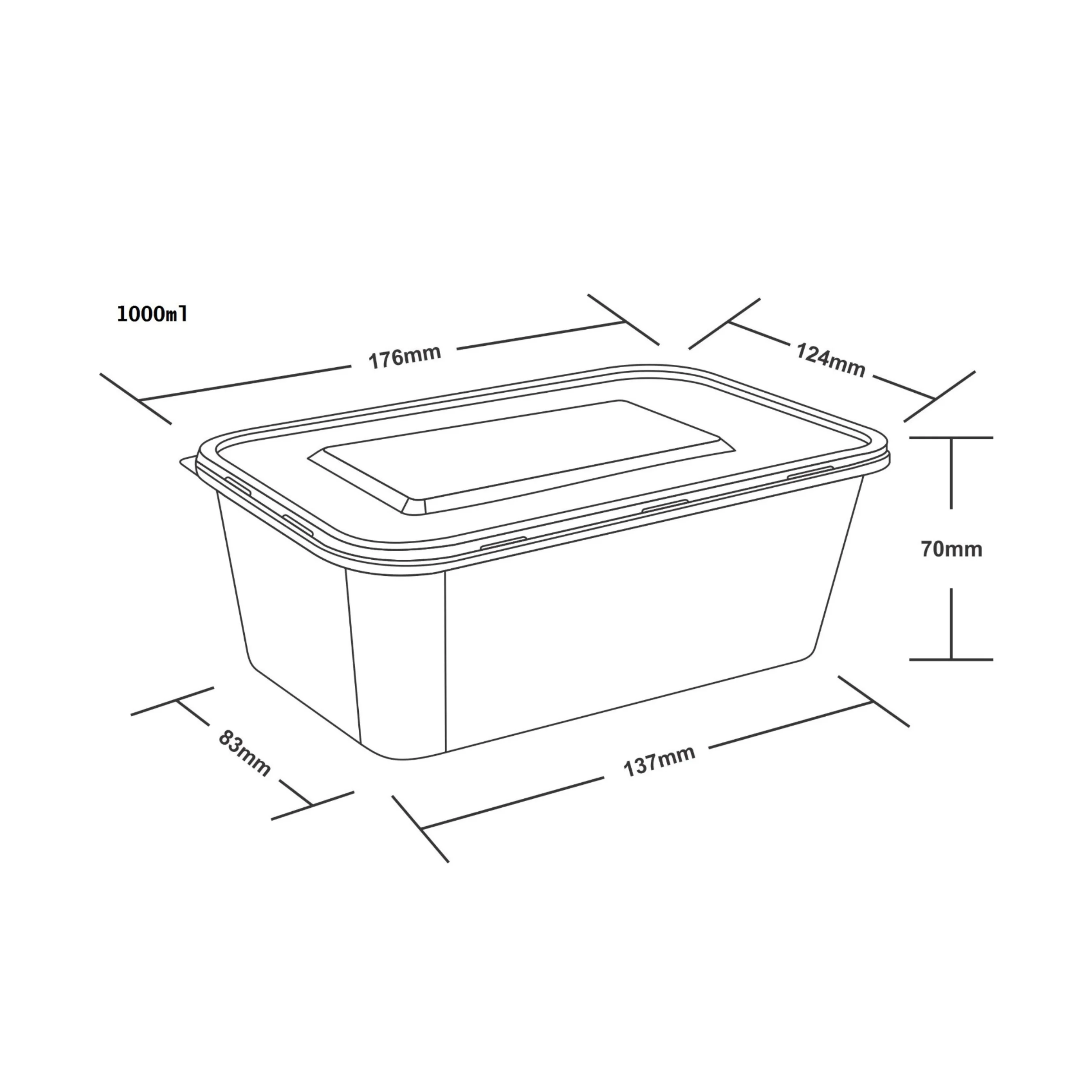 100% Good quality Unique Transparent 1000ml Plastic Rectangular Container for Flavorful Culinary Creations at low prices