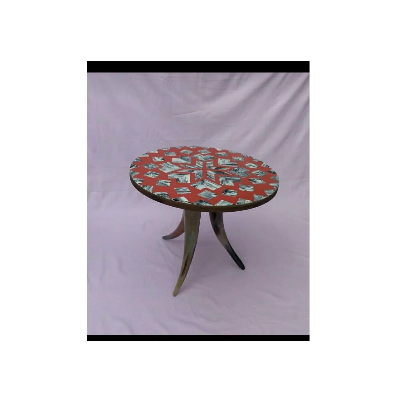 Indian Handmade Round Tableware For Coffee Modern Style Dining Natural Horn With Wooden Top Creative Modern Luxury Table