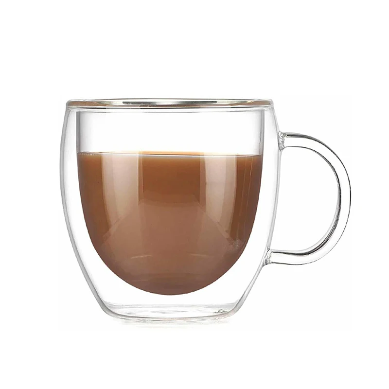 Double-layer transparent glass egg-shaped cup for household insulated milk coffee cup