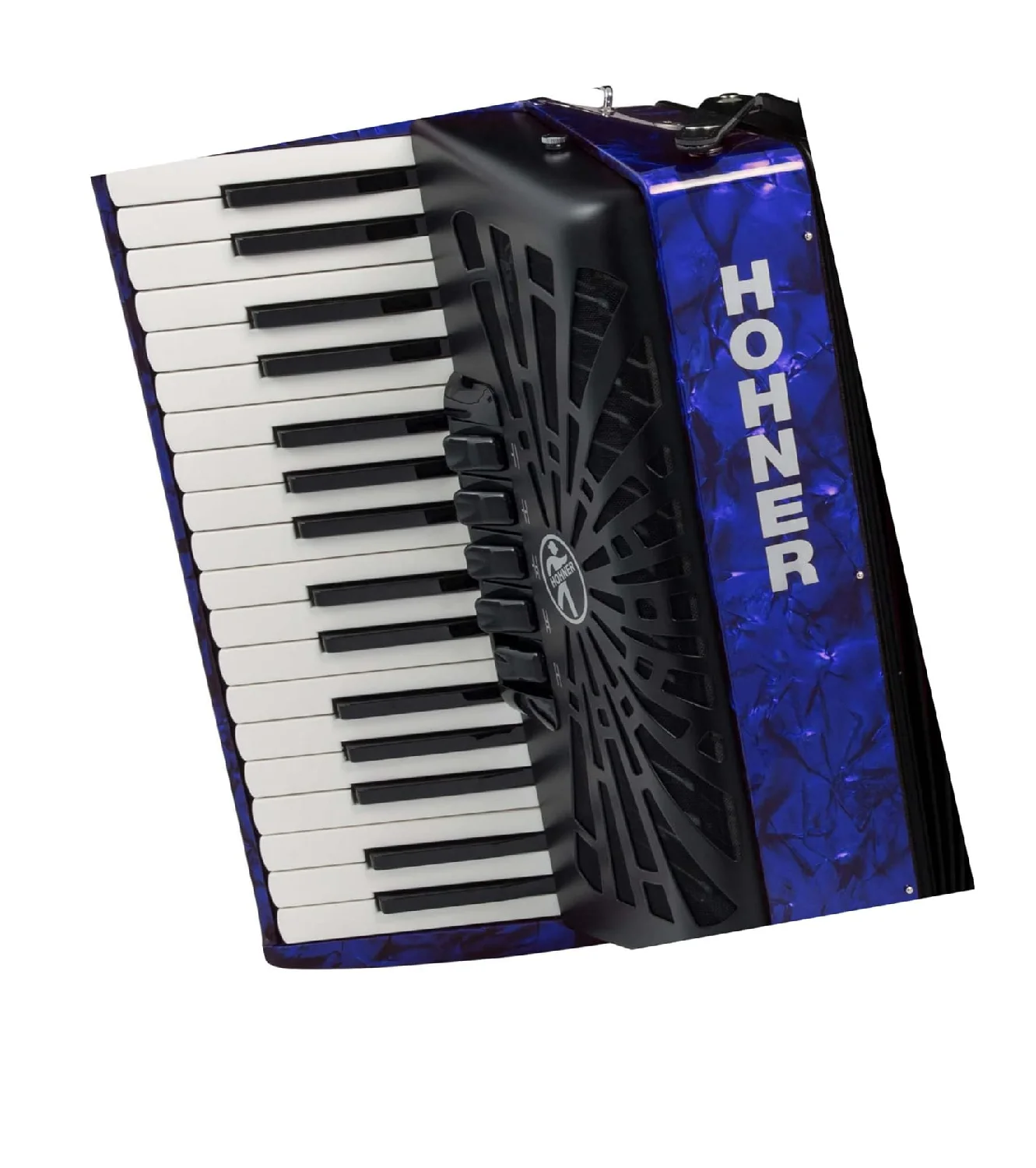 Affordable New Bravo-III 72 Chromatic Piano Key Accordion Pearl Dark Blue For Sale