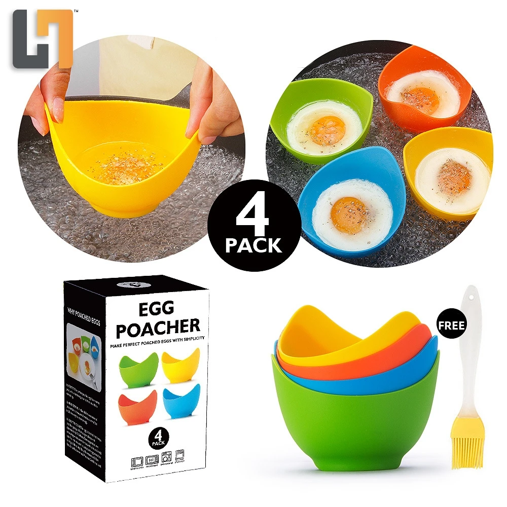 Heat Resistant Floating Egg Poaching Cups for Perfectly Poached Eggs without the Mess -BPA Free Nonstick Silicone Egg Poacher