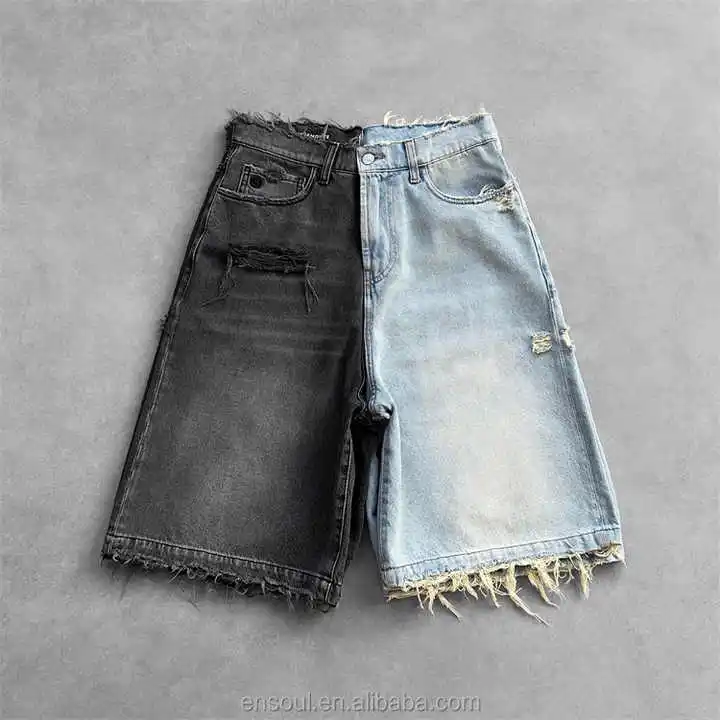 Denim Jeans Shorts Multiple Cargo Pockets Denim Shorts for Men