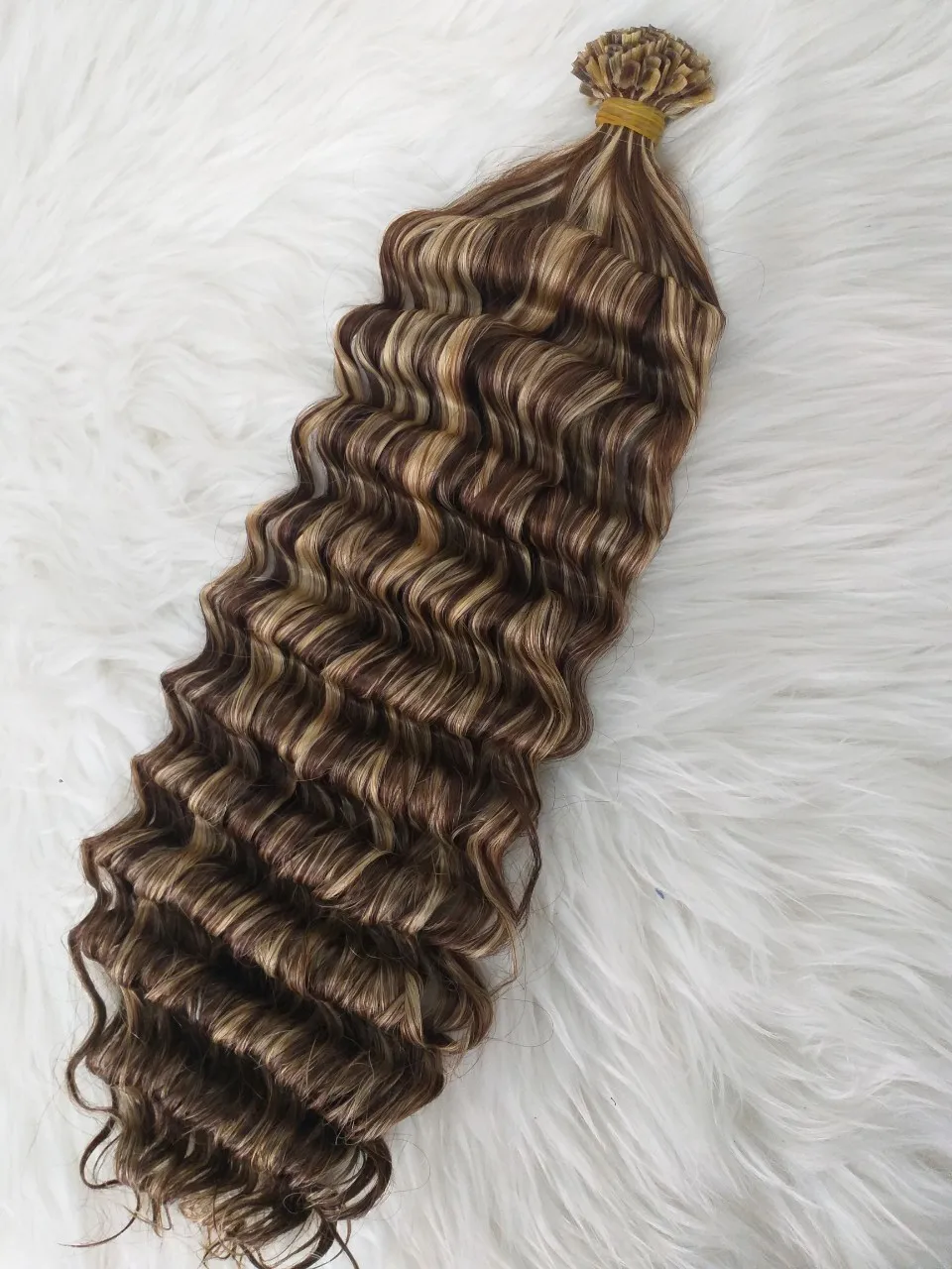 Virgin Natural Cuticle Aligned U Tip Nail Keratin Hair Extensions Natural Human Hair Deep Curly Wavy Piano Balayage Ombre 613